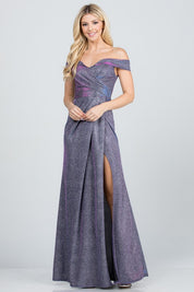 Women's Off The Shoulder Glittery Jacquard Gown