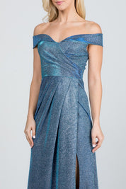 Women's Off The Shoulder Glittery Jacquard Gown