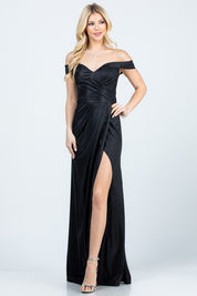 Women's Off The Shoulder Glittery Jacquard Gown