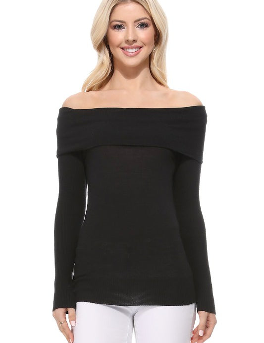 Women's Off Shoulder Sweater Knit Top