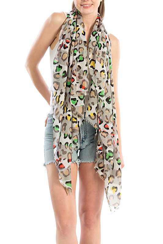 Women's Colorful Cheetah Print Polyester Scarf