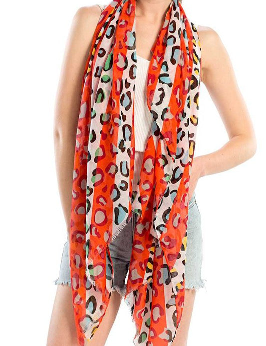 Women's Colorful Cheetah Print Polyester Scarf