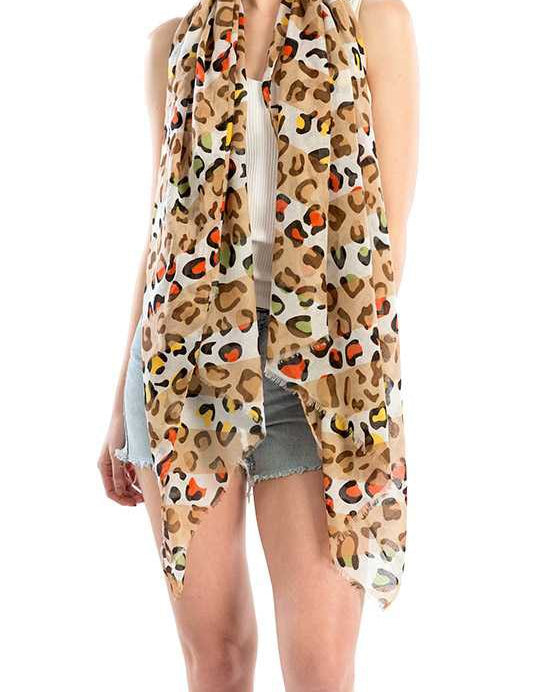 Women's Colorful Cheetah Print Polyester Scarf