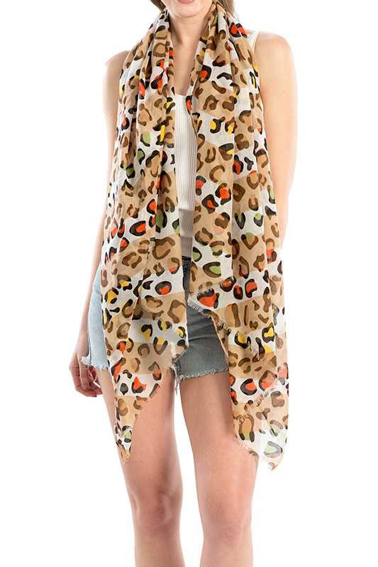 Women's Colorful Cheetah Print Polyester Scarf