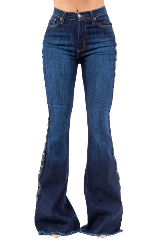 Women's High Stretch Dark Wash Bell Bottom Jeans