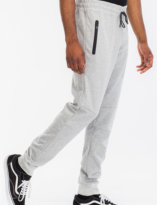 Men's Heathered Joggers with Elastic Waist and Pockets