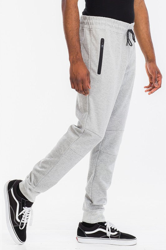 Men's Heathered Joggers with Elastic Waist and Pockets