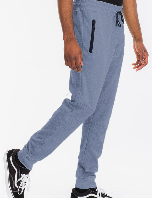 Men's Heathered Jogger Pants with Drawstring Waist