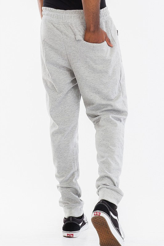 Men's Heathered Jogger Pants with Drawstring Waist