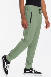 Men's Heathered Joggers with Elastic Waist and Pockets