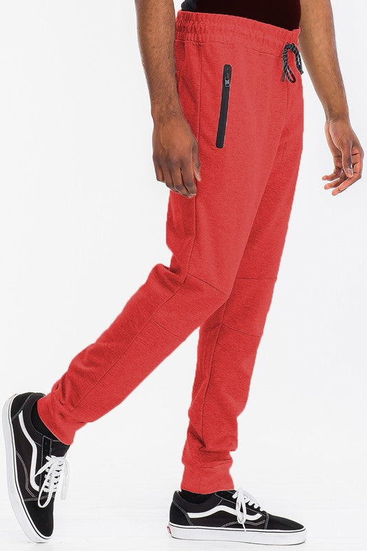 Men's Heathered Jogger Pants with Drawstring Waist