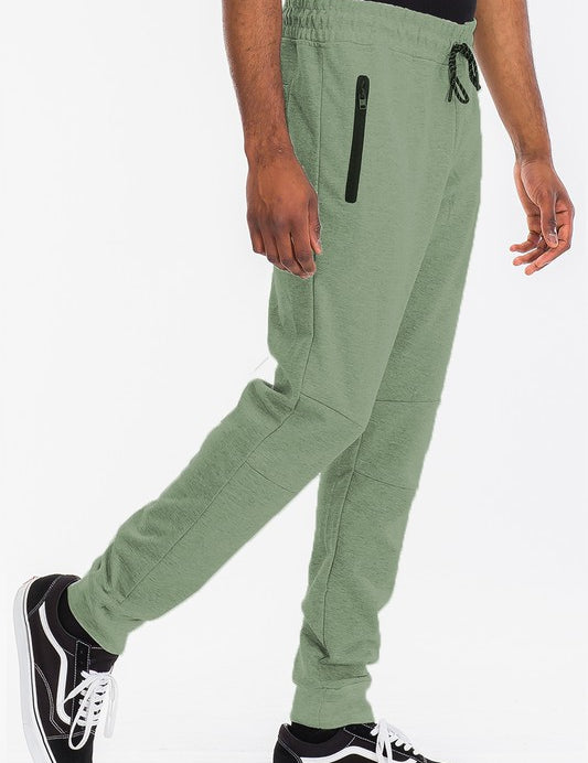 Men's Heathered Jogger Pants with Drawstring Waist