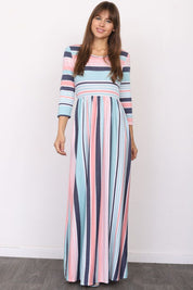 Women's Quarter Sleeve Striped Maxi Dress