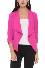 Women's Ruched Sleeve Casual Blazer Jacket