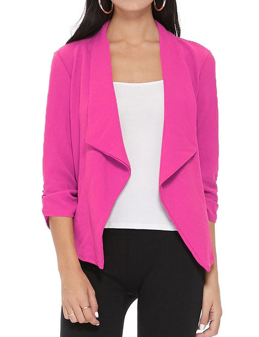 Casual, solid, waist length, blazer jacket