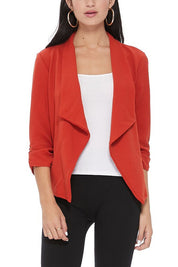 Women's Ruched Sleeve Casual Blazer Jacket