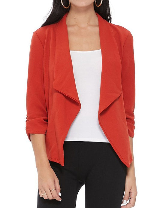 Casual, solid, waist length, blazer jacket