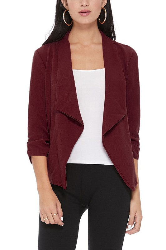 Women's Ruched Sleeve Casual Blazer Jacket