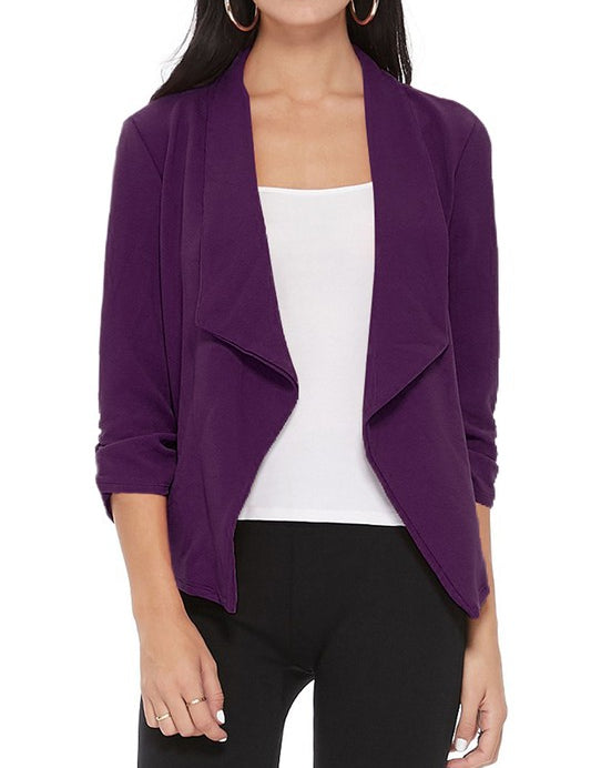 Casual, solid, waist length, blazer jacket