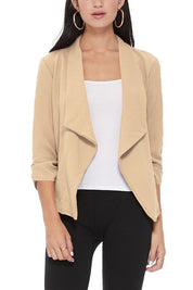 Women's Ruched Sleeve Casual Blazer Jacket