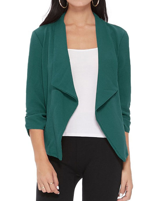 Casual, solid, waist length, blazer jacket