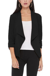 Women's Ruched Sleeve Casual Blazer Jacket