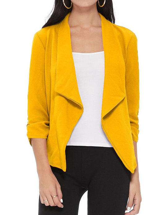 Casual, solid, waist length, blazer jacket