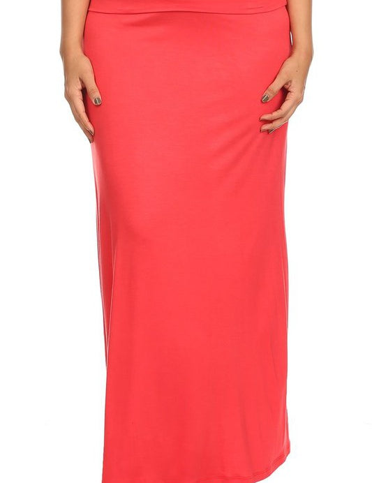 Women's Plus Size High Waisted A-Line Maxi Skirt