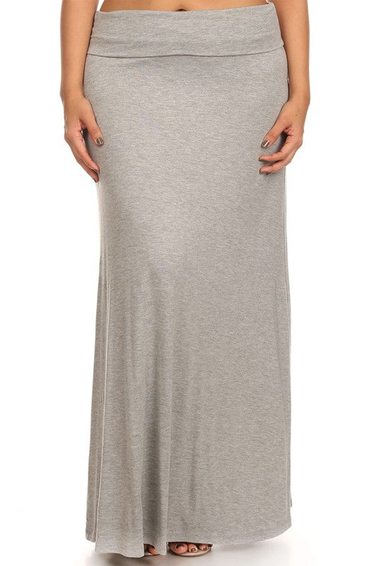 Women's Plus Size High Waisted A-Line Maxi Skirt