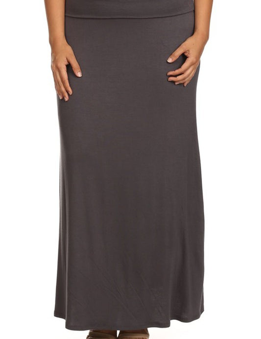 Women's Plus Size High Waisted A-Line Maxi Skirt