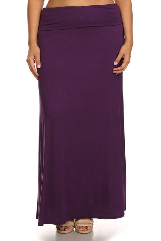 Women's Plus Size High Waisted A-Line Maxi Skirt