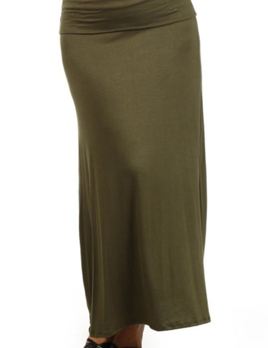 Women's Plus Size High Waisted A-Line Maxi Skirt