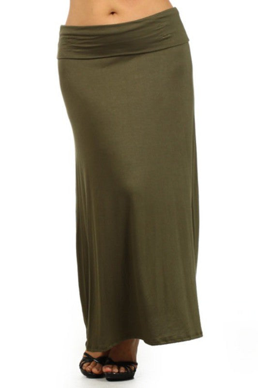 Women's Plus Size High Waisted A-Line Maxi Skirt