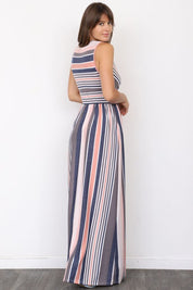 Women's Surplice Vintage Stripe Maxi Dress