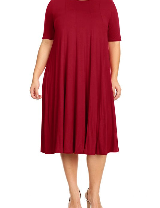 Women's Plus Size A-Line Short Sleeve Jersey Dress