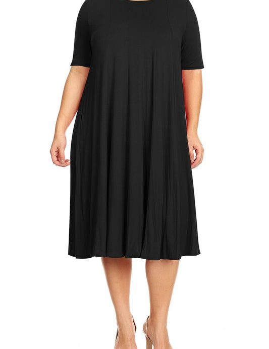 Women's Plus Size A-Line Short Sleeve Jersey Dress