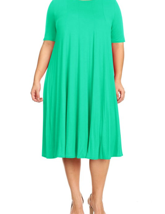 Women's Plus Size A-Line Short Sleeve Jersey Dress