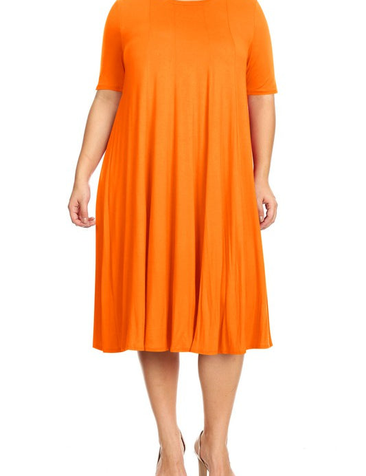 Women's Plus Size A-Line Short Sleeve Jersey Dress