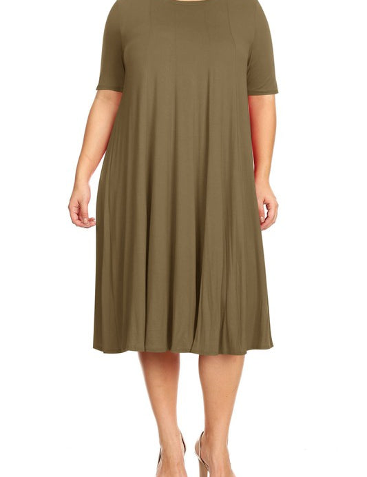 Women's Plus Size A-Line Short Sleeve Jersey Dress