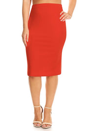 Plus Size Fitted Knee-Length Pencil Skirt for Women