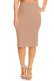 Plus Size Fitted Knee-Length Pencil Skirt for Women