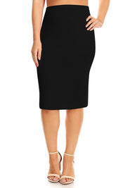 Plus Size Fitted Knee-Length Pencil Skirt for Women