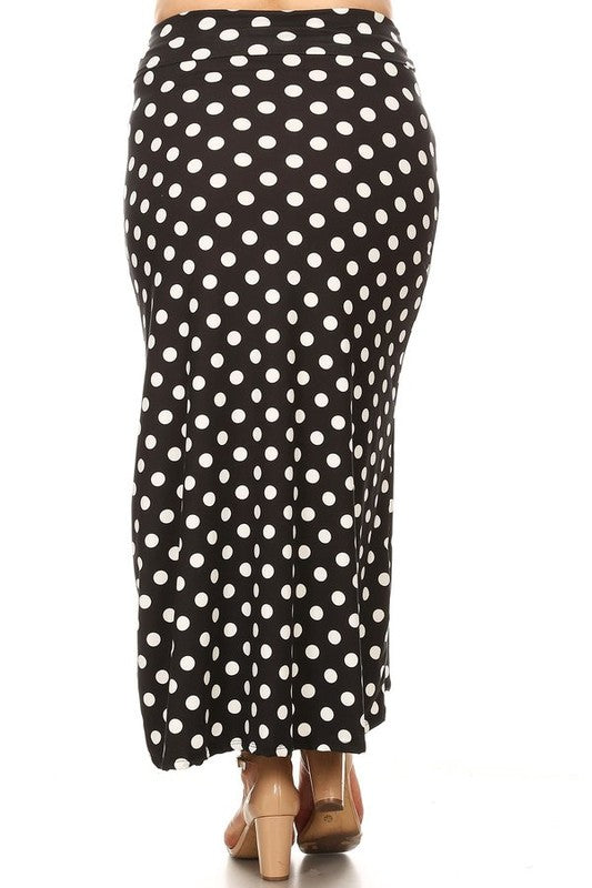 Women's Plus Size High Waisted Polka Dot Maxi Skirt