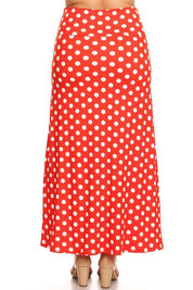 Women's Plus Size High Waisted Polka Dot Maxi Skirt