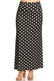 Women's Plus Size High Waisted Polka Dot Maxi Skirt