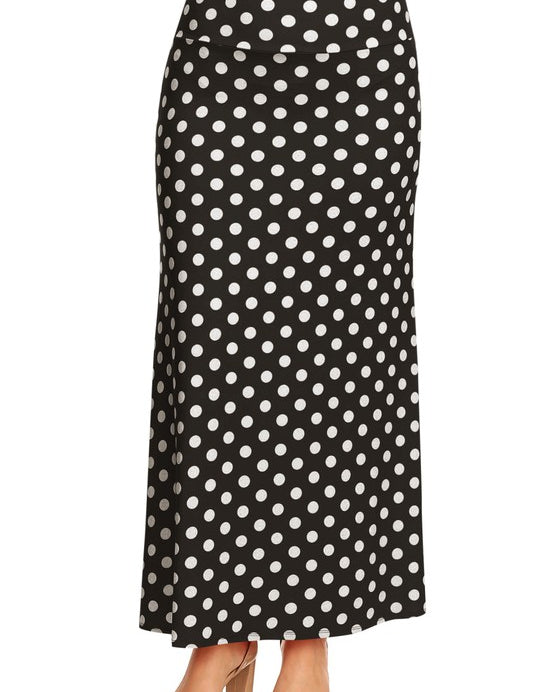 Women's Plus Size High Waisted Polka Dot Maxi Skirt