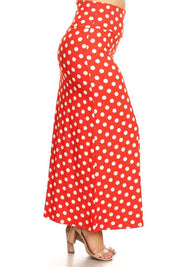 Women's Plus Size High Waisted Polka Dot Maxi Skirt