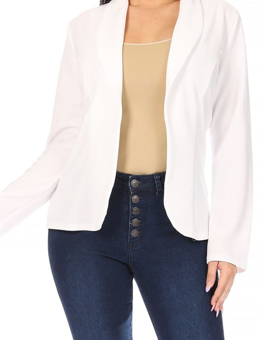 Open front Long sleeves Casual fitted style blazer