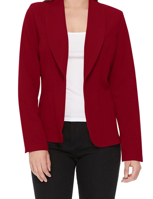 Open front Long sleeves Casual fitted style blazer