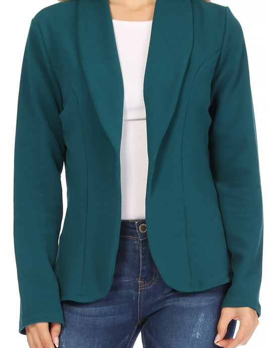 Open front Long sleeves Casual fitted style blazer